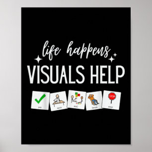 Poster A Vida Acontece Com A Ajuda Dos Visuais, Ensino Es