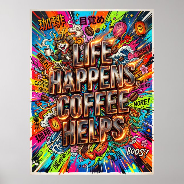 Poster a vida acontece o café ajuda (Frente)
