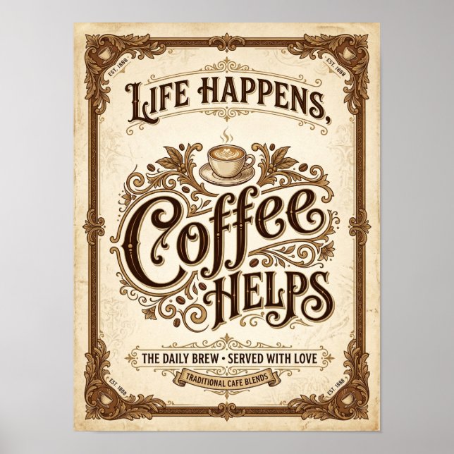 Poster a vida acontece o café ajuda (Frente)