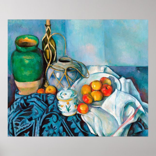 Pôster A vida com as maçãs Paul Cézanne pintura comida (Frente)