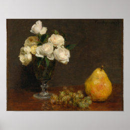 Poster A vida com Rosas e Fruta Henri Fantin-Latou
