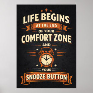 Poster A Vida Começa no Fim da Zona de Conforto e Botão d