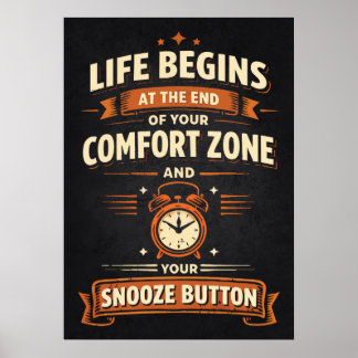 Poster A Vida Começa no Fim da Zona de Conforto e Botão d