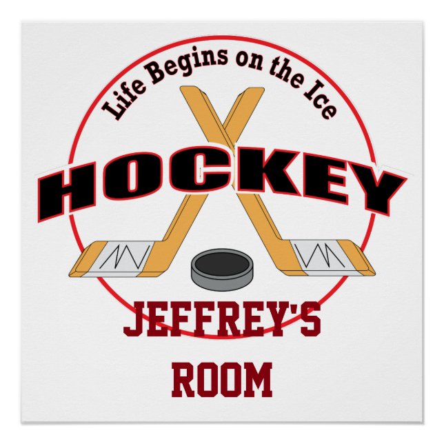 Pôster A vida começa no hóquei no gelo seu nome (Frente)