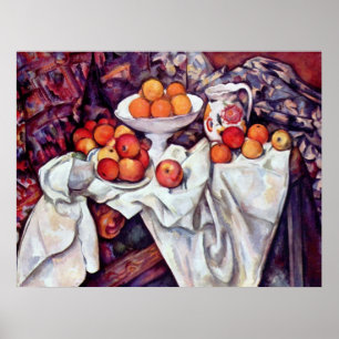 Pôster A vida de Paul Cezanne com maçãs e laranjas