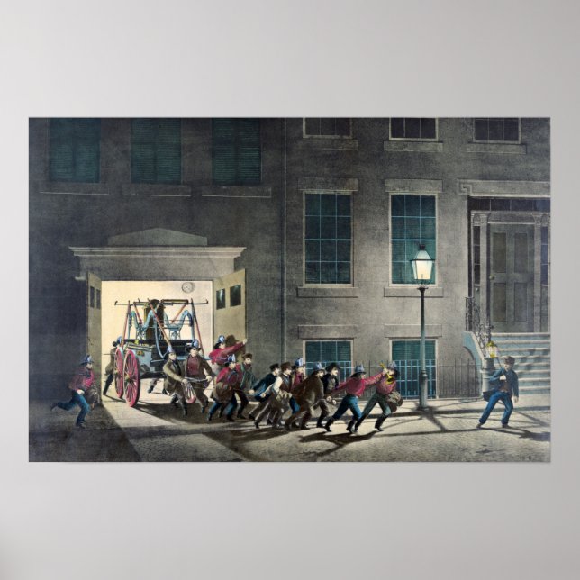 Poster A vida de um bombeiro - o alarme noturno - 1854 (Frente)