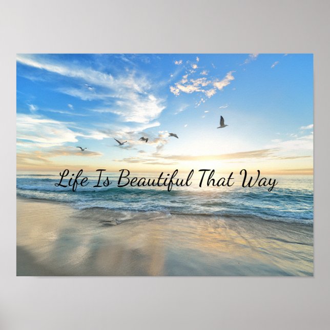 Poster A Vida É Belas Ondas do Oceano Nascer do Sol (Frente)
