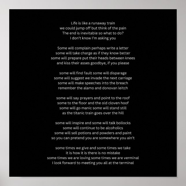 Poster A vida é como um trem fugitivo (Frente)