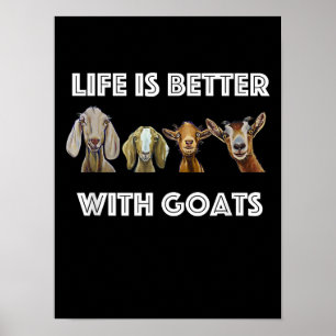 Poster A Vida É Melhor Com Cabras, Pão, Presente De Cab