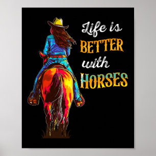 Poster A Vida É Melhor Com Cavalos Nascendo Raparigas Equ