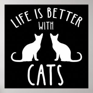 Poster A Vida É Melhor Com Gatos