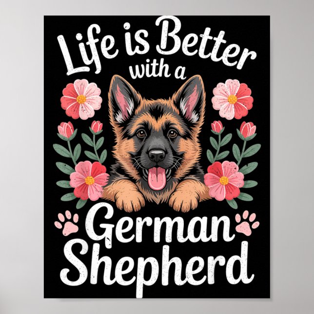 Poster A Vida É Melhor Com Um Amante de Pastor Alemão  (Frente)