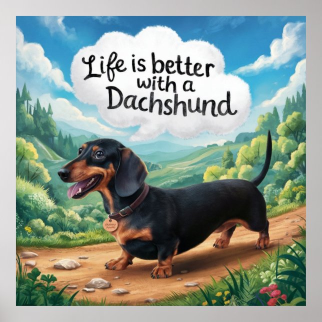 Poster A Vida É Melhor Com Um Dachshund (Frente)