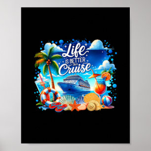 Poster A Vida é Melhor Em Um Cruzeiro Havaí Praia Vida Ve
