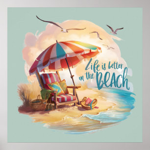 Poster A Vida é Melhor na Praia Estética Costeira