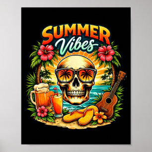 Poster A vida é melhor na praia palmeiras retrô