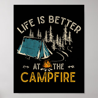 Poster A Vida é Melhor no Acampamento Divertido Camper Ac