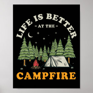 Poster A Vida É Melhor No Acampamento Divertido Camping
