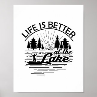 Poster A Vida É Melhor No Lago Amante De Barcos Engraçado