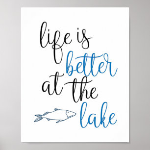 Poster A Vida É Melhor No Lago Citação De Pesca