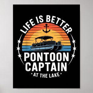 Poster A Vida É Melhor No Lago Pontoon Captain Barco