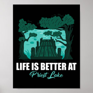 Poster A Vida É Melhor No Priest Lake Caiaque E Pontão