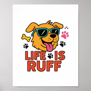 Poster A Vida É Ruff - Caricatura Engraçada