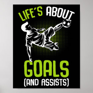 Poster A Vida é Sobre Metas Futebol Jogador Meninos Crian