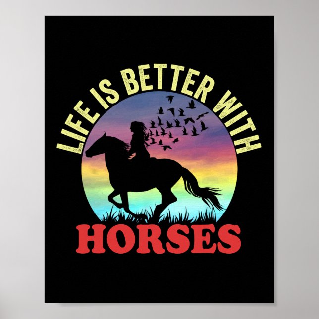 Poster A Vida Gelada É Melhor Com Cavalos A Andar De Cava (Frente)