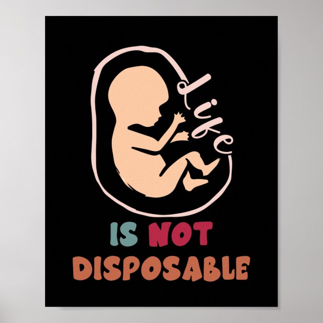Poster A Vida Pró-Vida Anti-Aborto Não É Descartável (Frente)