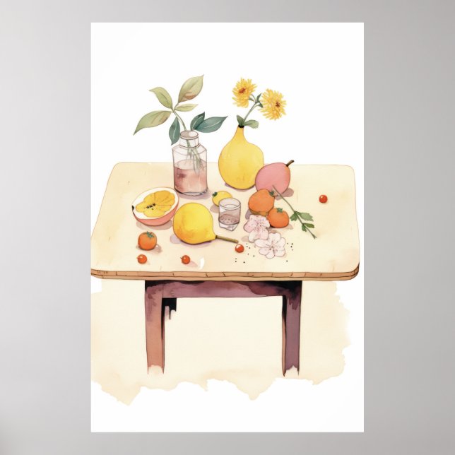 Poster A vida reluzente com Frutas e brilhantes (Frente)