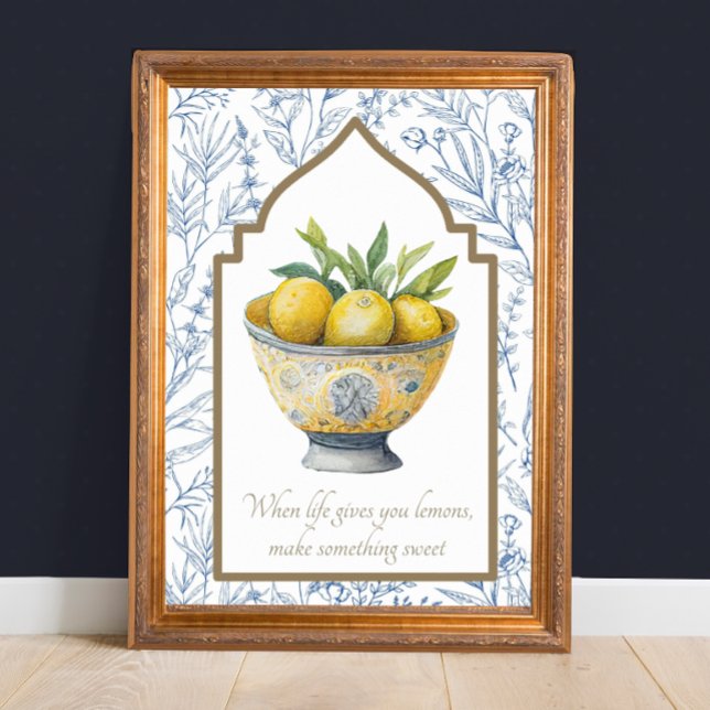 Poster A Vida Te Dá Arte De Cozinha Inspiracional Com Lim (Criador carregado)