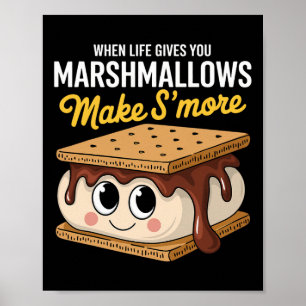 Poster A Vida Te Dá Marshmallows Acampando Smores Kawaii 