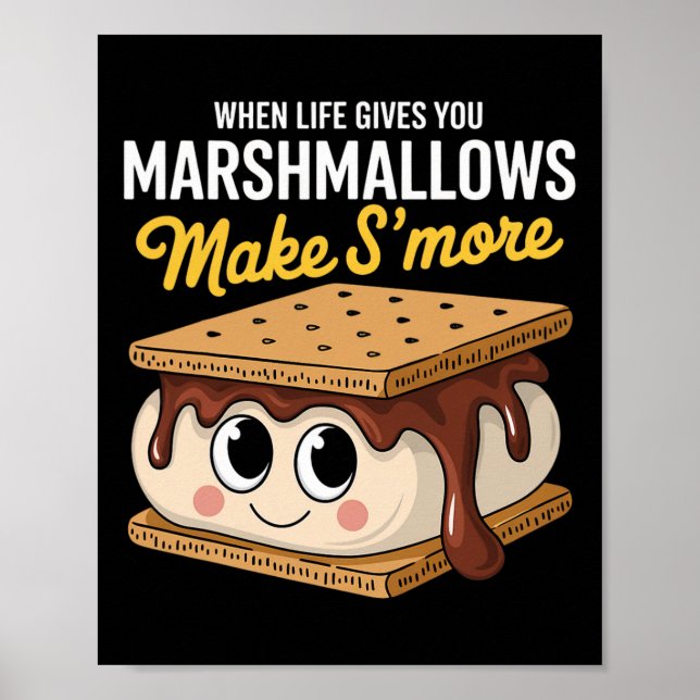 Poster A Vida Te Dá Marshmallows Acampando Smores Kawaii  (Frente)