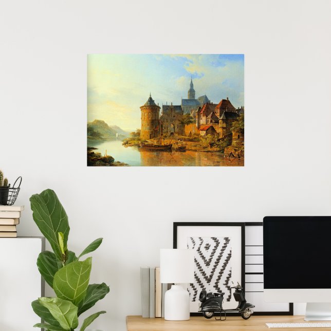 Poster A View of a Town along the Rhine (Escritório em casa)
