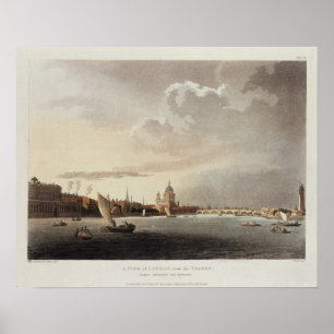 Pôster A View of London from the Thames, 1809
