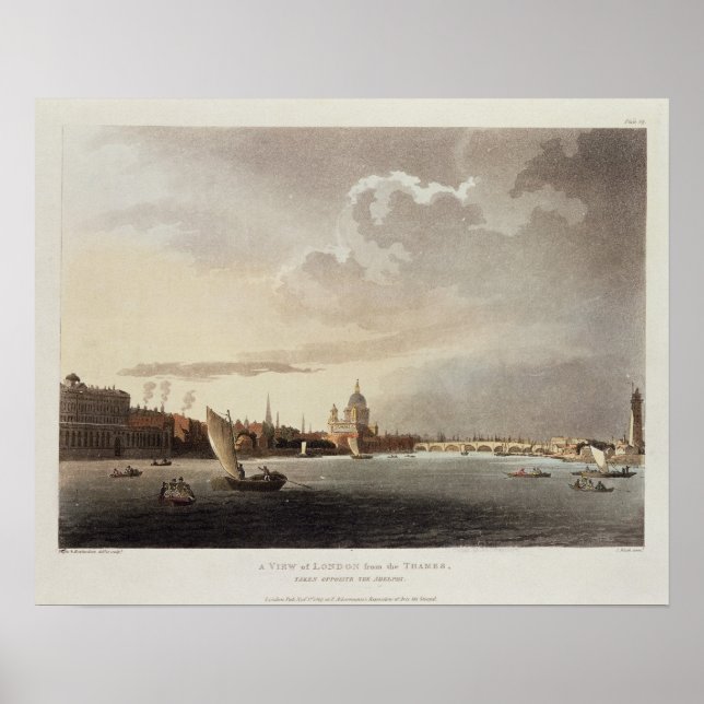 Pôster A View of London from the Thames, 1809 (Frente)