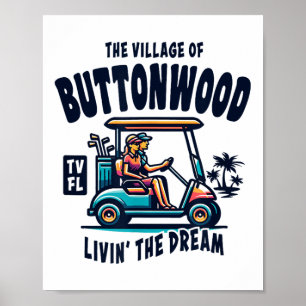 Poster A Vila De Buttonwood Projeto De Carrinho De Golfe