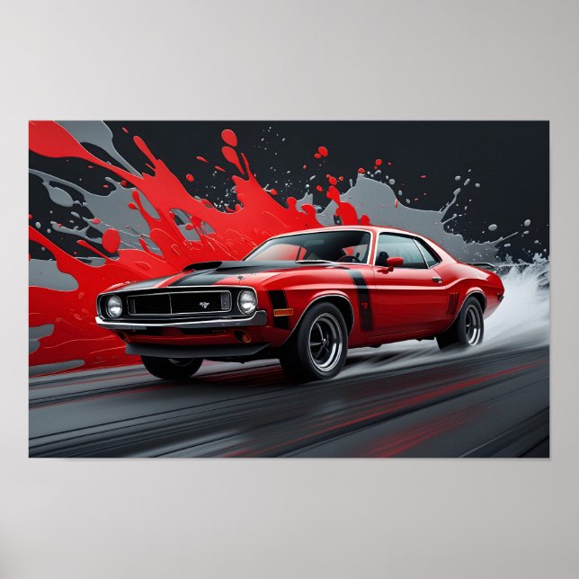 Poster A Vintage Red Muscle Car (Frente)