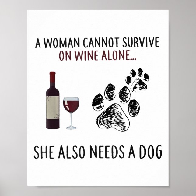 Poster A Woman Cannot Survive On Wine Alone She Also Need (Frente)