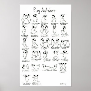 Pôster A-Z do alfabeto do Pug com rima