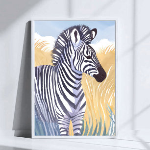 Poster A Zebra   Animal da Natureza Safari em Aquarela