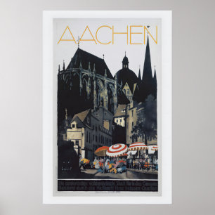Poster Aachen por Jupp Weirtz Cartaz de Viagem Antigo 1