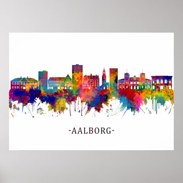 Poster Aalborg Denmark Skyline (Frente)