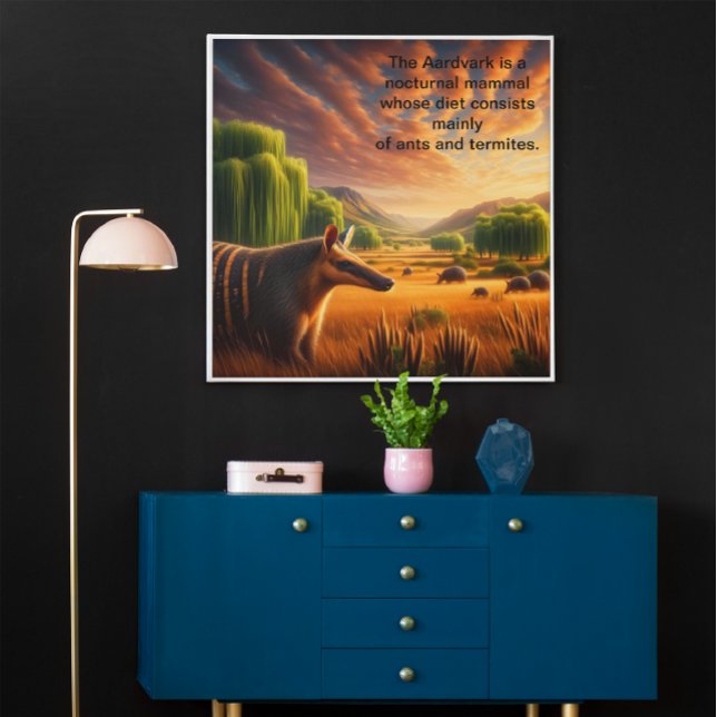 Poster Aardvark no campo iluminado pelo sol (Criador carregado)