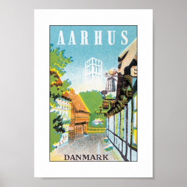 Poster Aarhus Danmark (branco) (Frente)