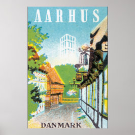 Poster Aarhus Danmark Viagens vintage Poste