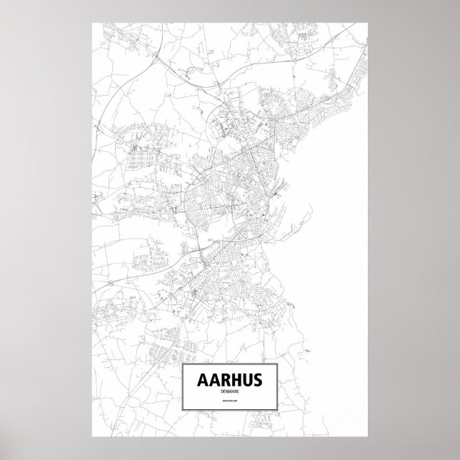 Pôster Aarhus, Dinamarca (preto no branco) (Frente)