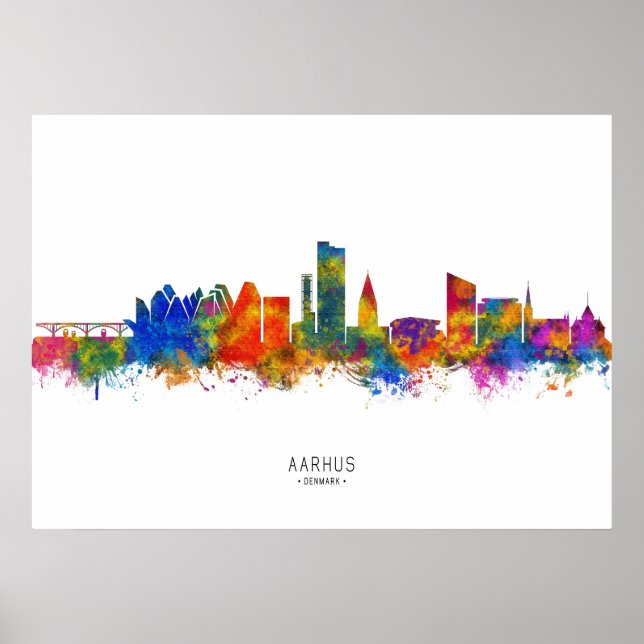 Poster Aarhus Dinamarca Skyline (Frente)