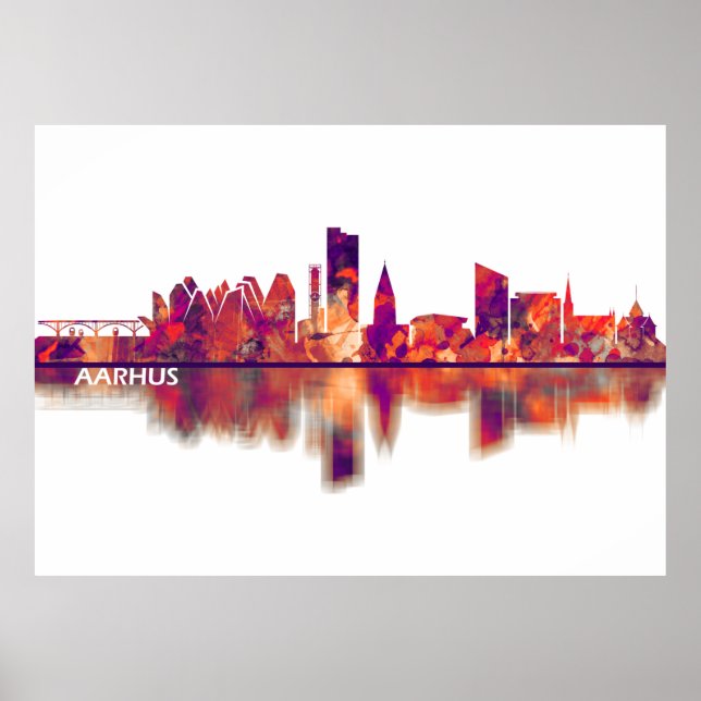 Poster Aarhus Dinamarca Skyline (Frente)